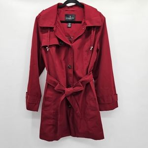 London Fog lined water resistant hoooded trench coat women's size XXL